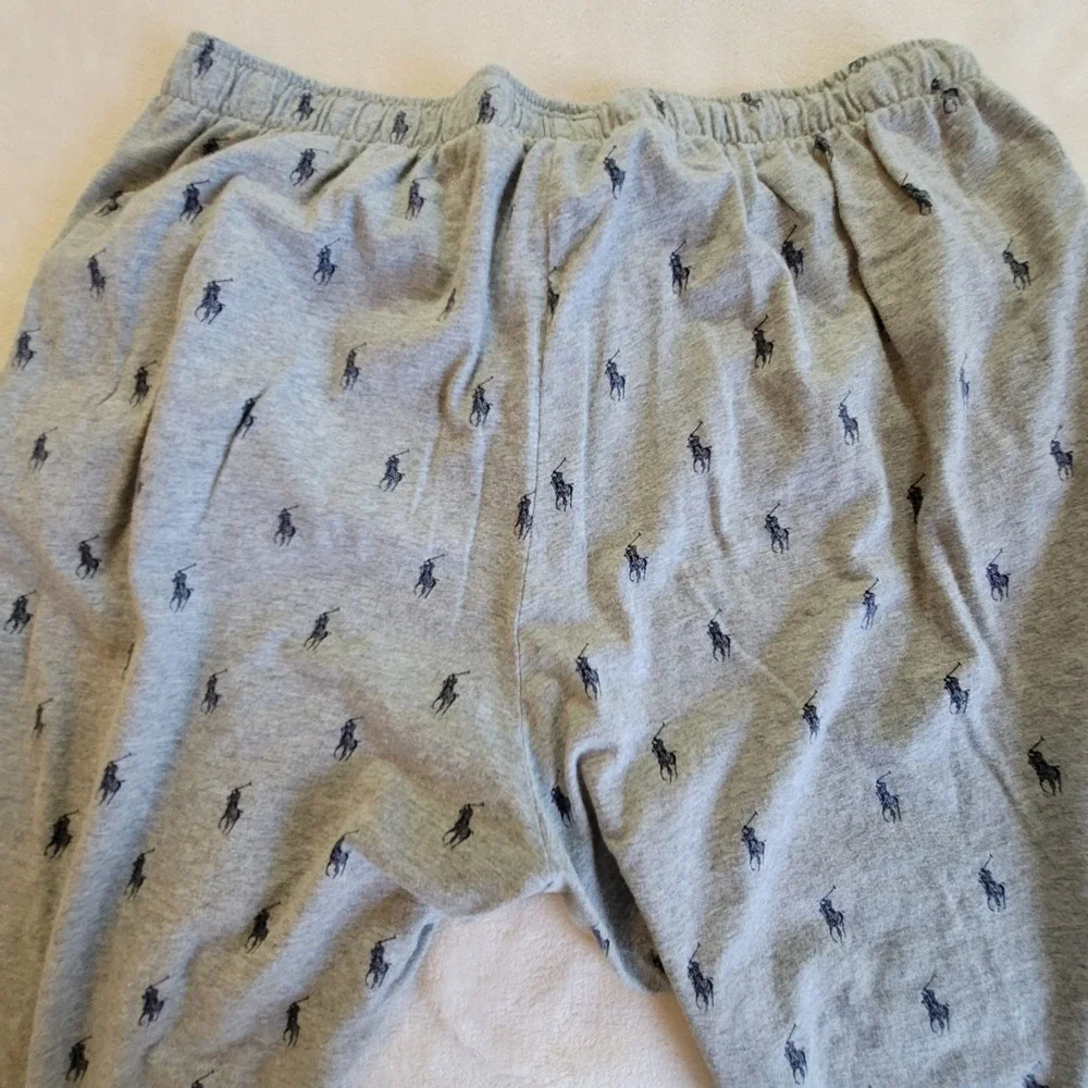 Polo Ralph Lauren Pajama Joggers Mens L Gray All Over Pony Logo Sleepwear Pants